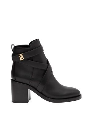 Burberry Black Monogram motif leather ankle boots, Size 36